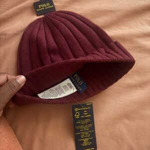 Ralph Lauren Maroon Ribbed Beanie